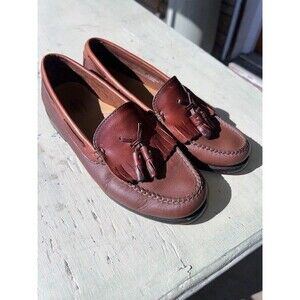 Bass Weejuns Loafers Handcrafted Brown Leather Size 6.5M Jackie Kiltie Tassel